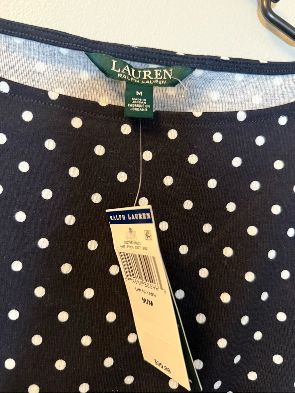 Ralph Lauren Women's Navy Polka Dot Tee - Picture 2 of 5